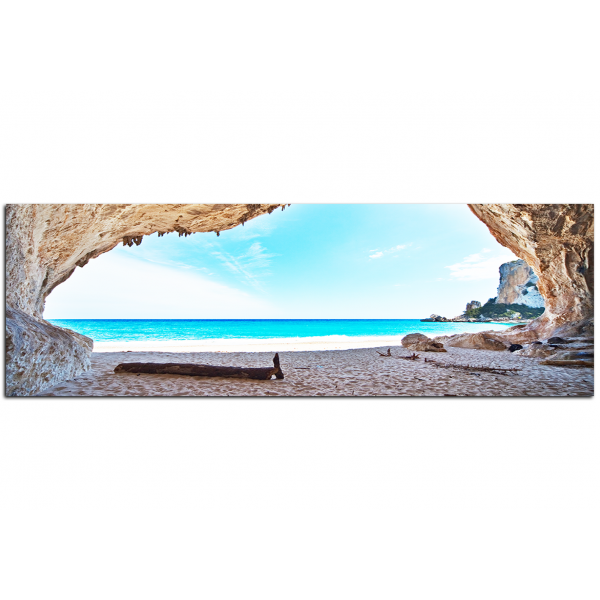 Obraz na plátně - Výhled na pláž z jeskyně - panoráma
